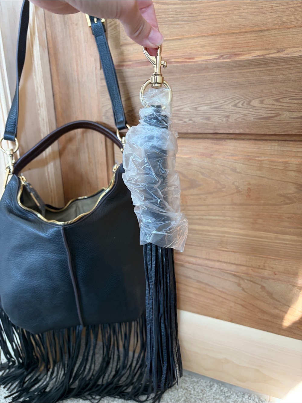G.I.L.I. Black Leather Fringe Hobo Crossbody Bag | NWOT - Picture 12 of 16